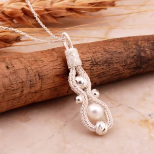 Pearl Ornamented Kazaziye Handmade Dorika Silver Necklace