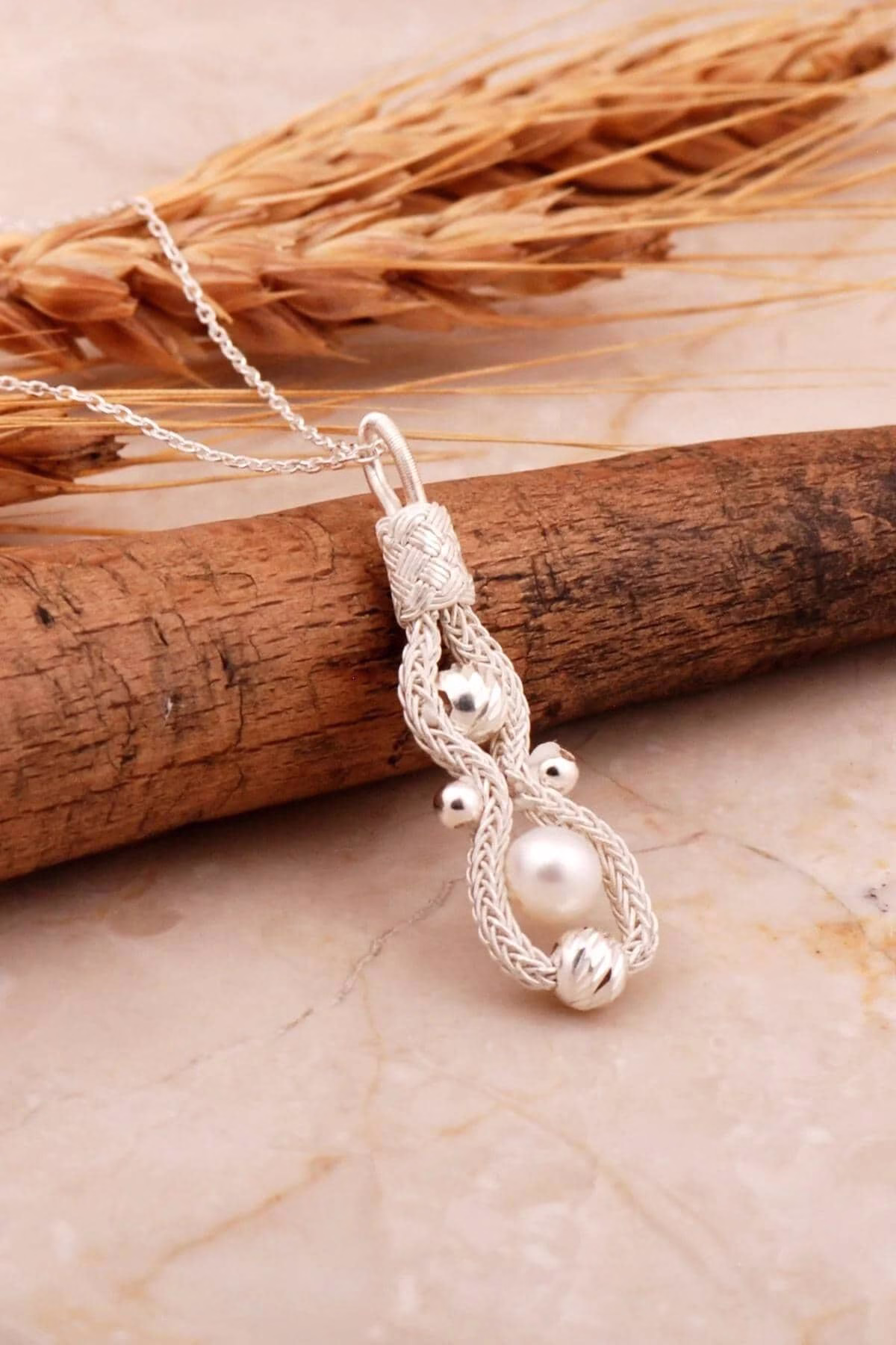 Pearl Ornamented Kazaziye Handmade Dorika Silver Necklace