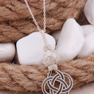 Handmade Kazaziye Silver Necklace with Authentic Sems Knot