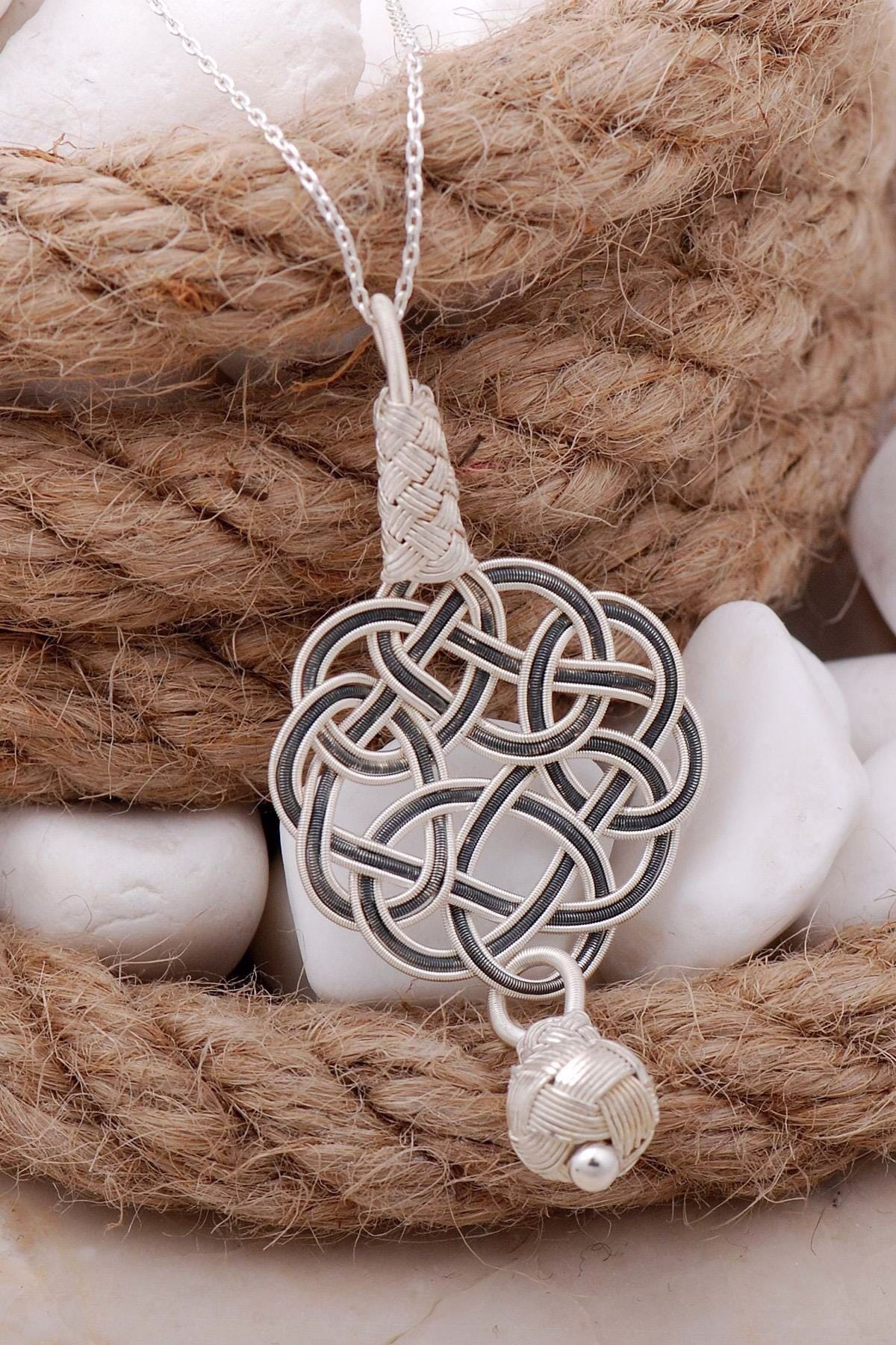 Handcrafted Kazaziye Silver Necklace with Love Knot