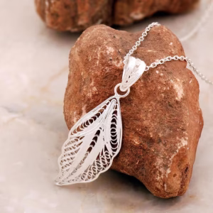 Handcrafted Telkari Silver Leaf Necklace