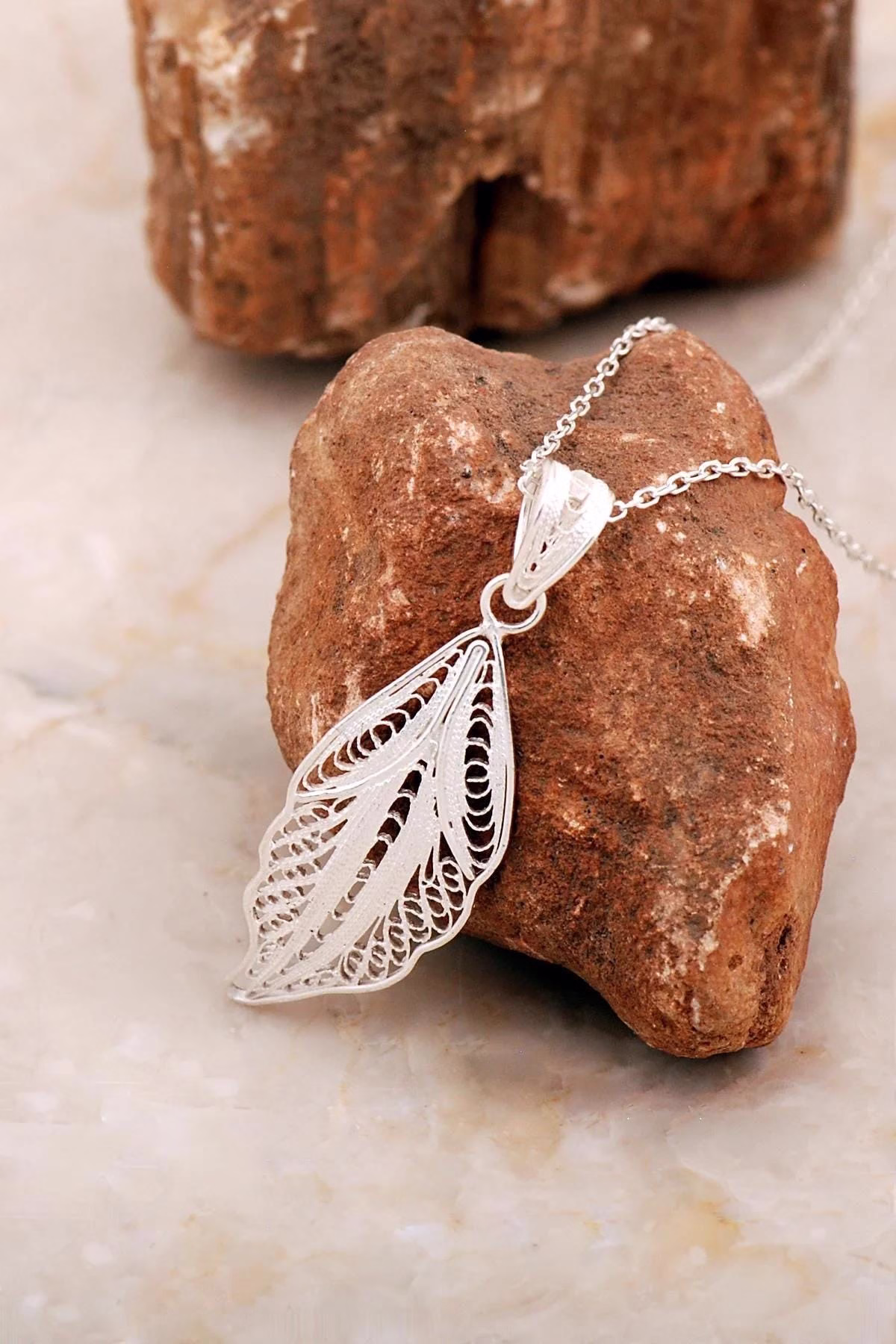 Handcrafted Telkari Silver Leaf Necklace