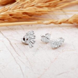 Sterling Silver Baguette Stud Earrings: Modern Minimalist CZ Jewelry