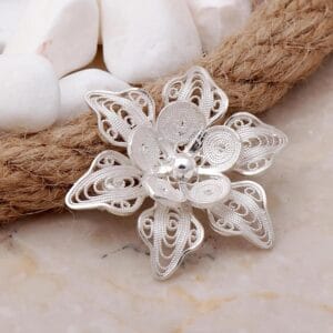 Handmade Sterling Silver Filigree Floral Brooch: Artisan Jewelry