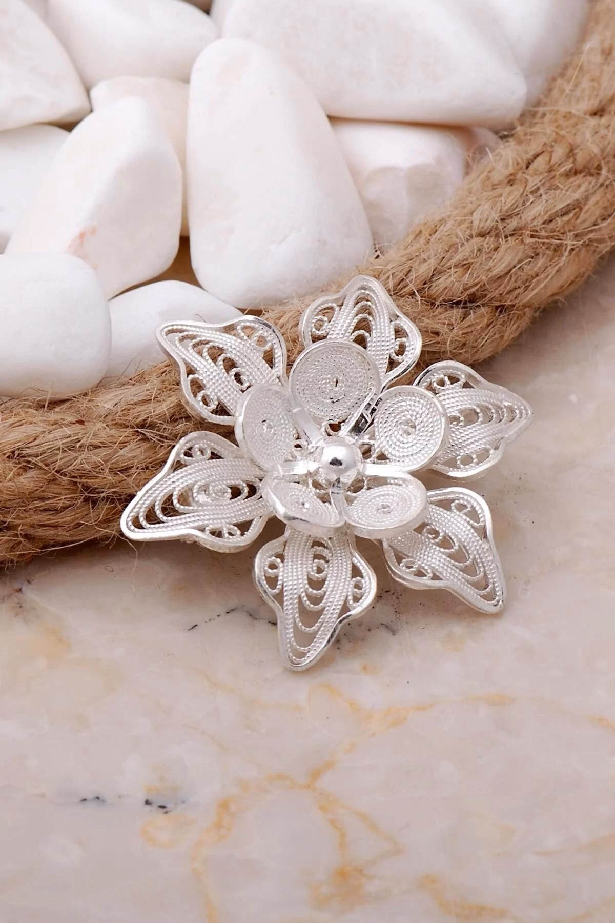 Handmade Sterling Silver Filigree Floral Brooch: Artisan Jewelry