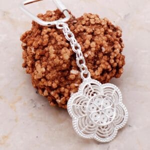 Sterling Silver Filigree Keychain: Ottoman Floral Design