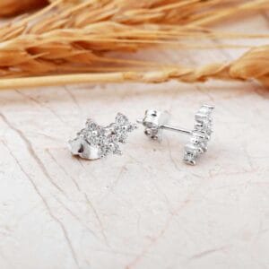 Sterling Silver Star Cluster Earrings: Cubic Zirconia Celestial Studs