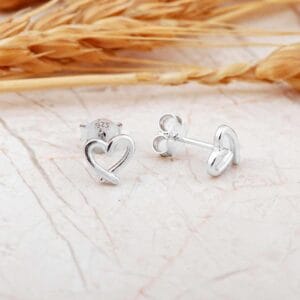 Sterling Silver Open Heart Stud Earrings: Dainty Love Jewelry