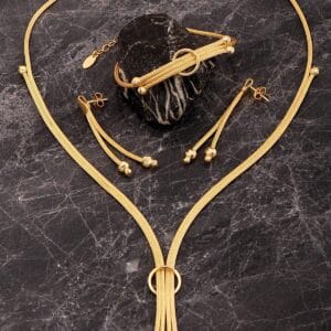 Handmade 22K Gold Plated 925 Silver Midyat Woven Jewelry Set - Fine Filigree Gold Necklace Bracelet Earrings Set