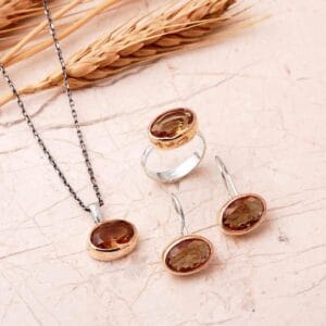 Handmade Zultanite Color Changing Oval Jewelry Set 925 Sterling Silver Necklace Earrings Adjustable Ring
