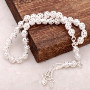 Handmade 925 Sterling Silver Filigree Prayer Beads Midyat Woven Tasbih Misbaha Rosary