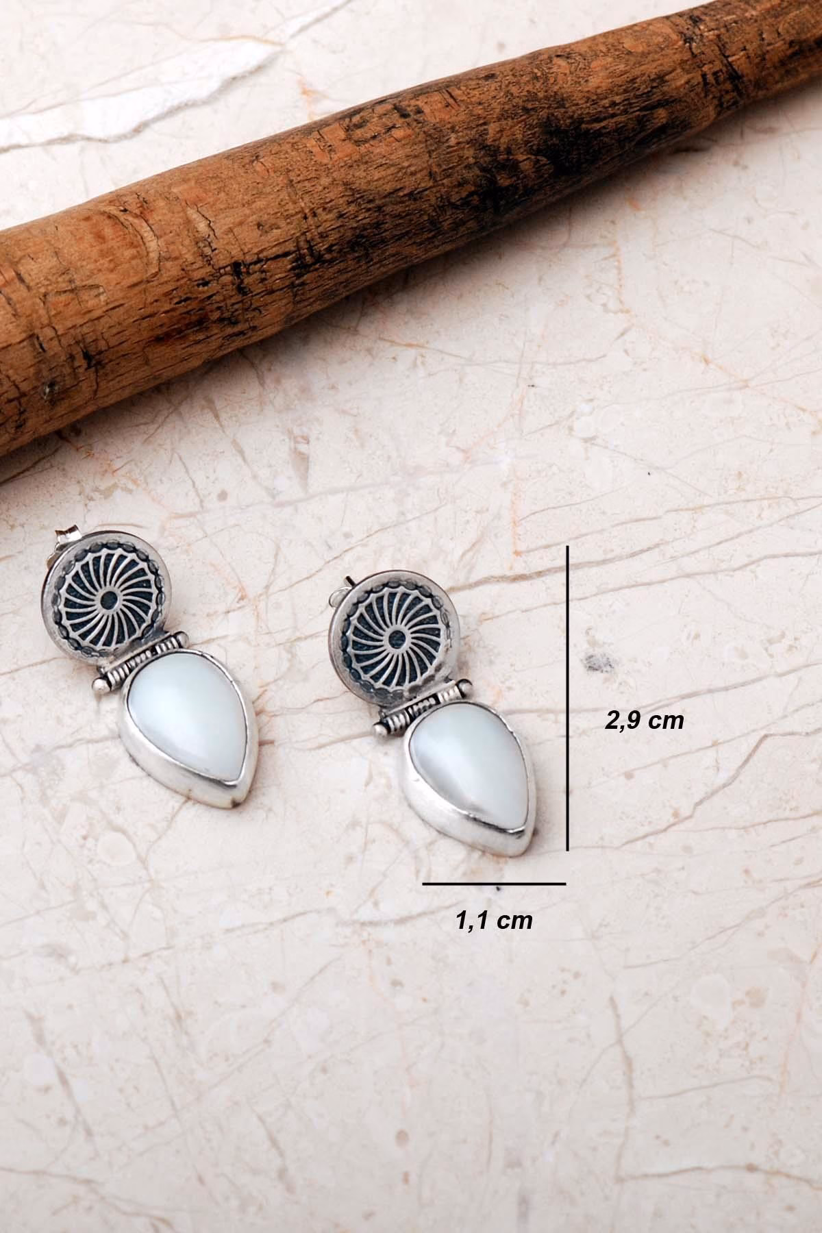 Handmade Mother of Pearl Teardrop Jewelry Set 925 Sterling Silver Vintage Antique Style - Image 5