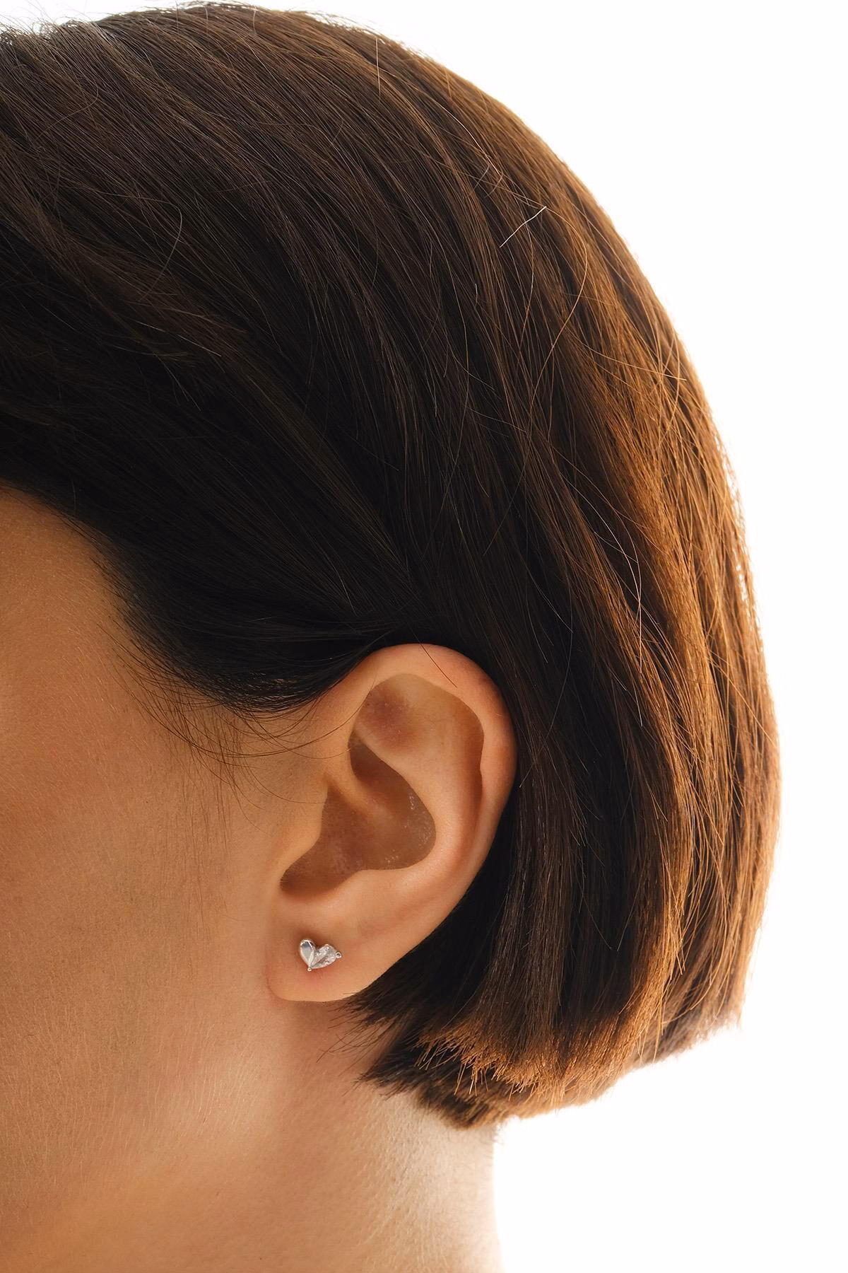 Handmade Mini Heart Zircon Stud Earrings 925 Sterling Silver Dainty Heart Studs - Image 3