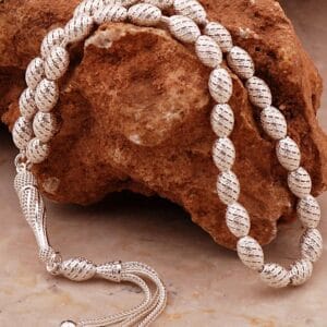 Handmade 925 Sterling Silver Filigree Prayer Beads Midyat Woven Tasbih
