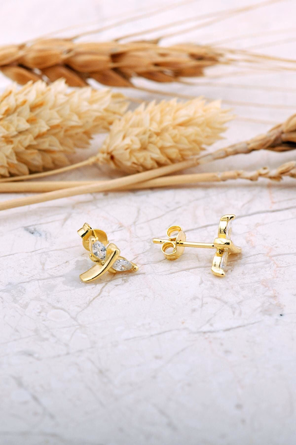 Handmade Dragonfly Stud Earrings 925 Sterling Silver Gold Plated Mini Post Earrings - Image 2