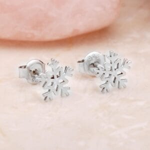 Handmade Snowflake Stud Earrings 925 Sterling Silver Mini Earring