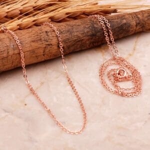 Handmade Rose Gold Plated 925 Sterling Silver Flattened Curb Chain Necklace 60 cm