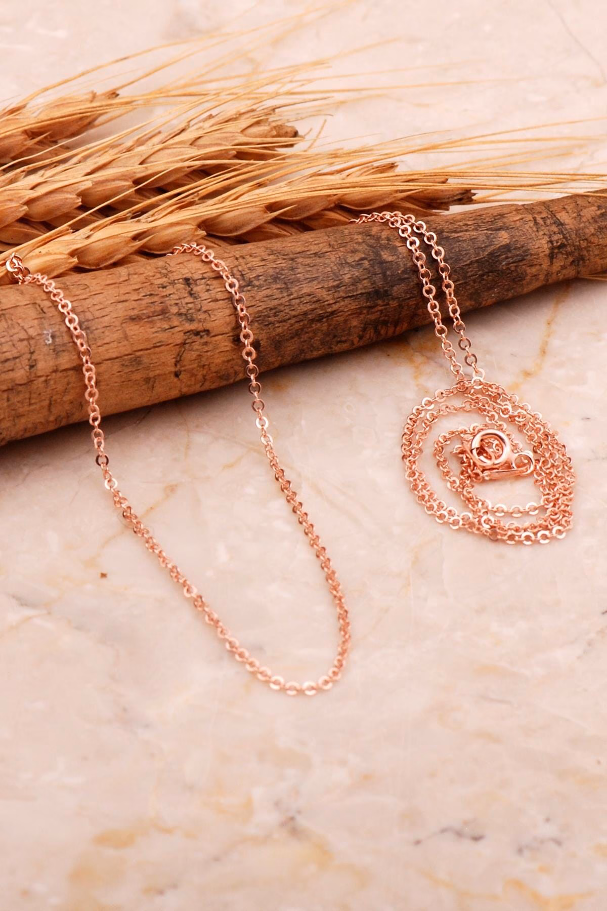 Handmade Rose Gold Plated 925 Sterling Silver Flattened Curb Chain Necklace 60 cm