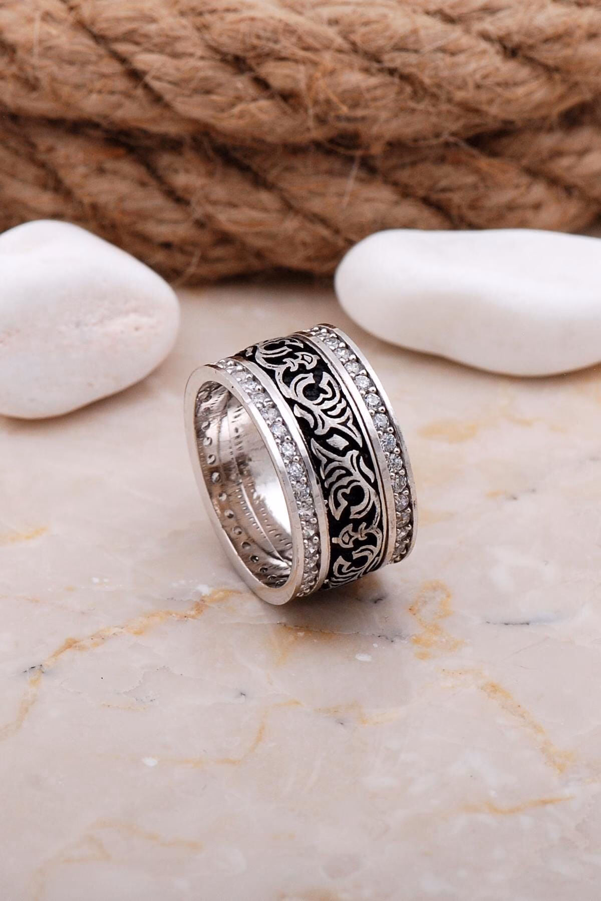 Handmade Zirconia Statement Ring 925 Sterling Silver Womens Band - Image 2