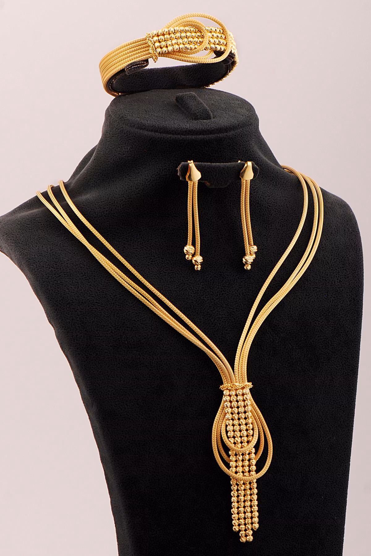 Handmade Gold Plated 925 Sterling Silver Woven Teardrop Jewelry Set