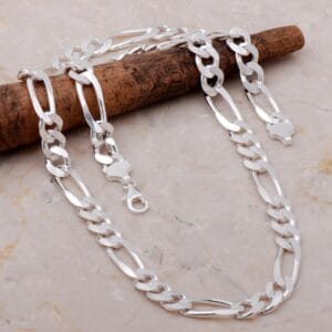 Handmade 925 Sterling Silver Figaro Chain Necklace for Men Bold 9mm