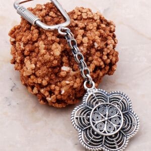 Handmade Daisy Filigree 925 Sterling Silver Keychain Oxidized Flower Key Ring