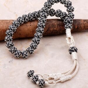 Handmade Kazaziye Silver Prayer Beads Two Tone Woven Rosary Tesbih
