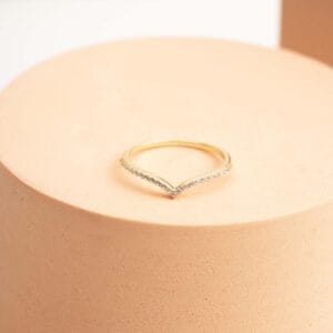 Handmade Gold Plated Dainty Ring 925 Sterling Silver Zircon Band