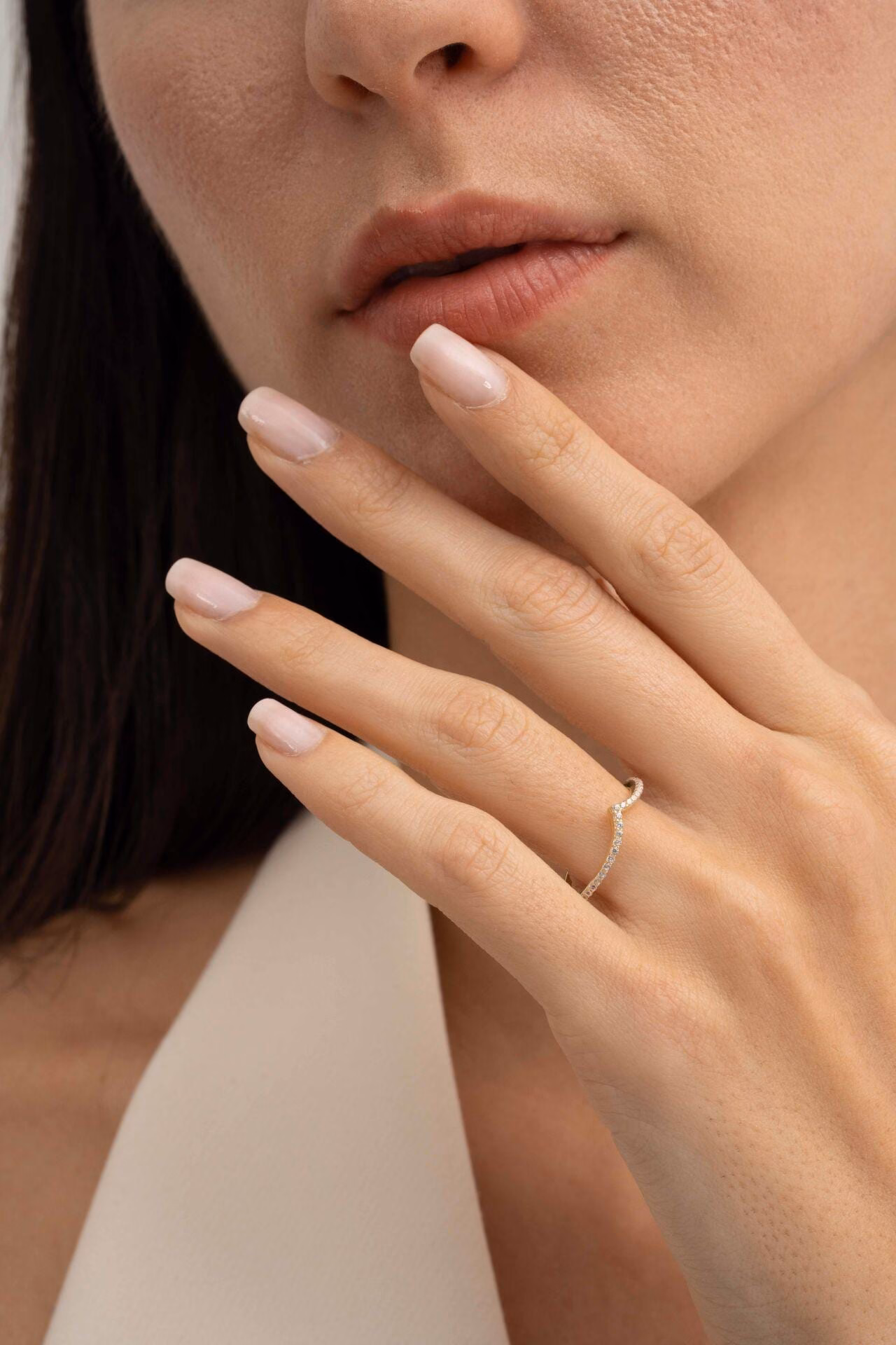 Handmade Gold Plated Dainty Ring 925 Sterling Silver Zircon Band - Image 4
