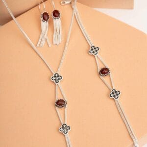 Handmade Agate Clover 925 Sterling Silver Jewelry Set Midyat Woven