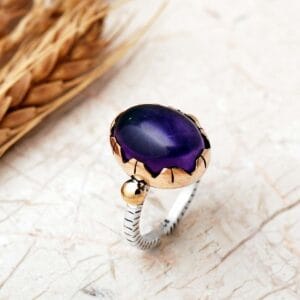 Handmade Oval Gemstone Ring 925 Sterling Silver Adjustable Vintage Ring