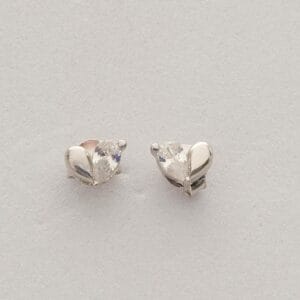 Handmade Mini Heart Zircon Stud Earrings 925 Sterling Silver Dainty Heart Studs