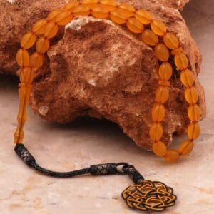 Handmade Pressed Amber Tasbih 1000 Fine Silver Kazaziye Tassel Prayer Beads