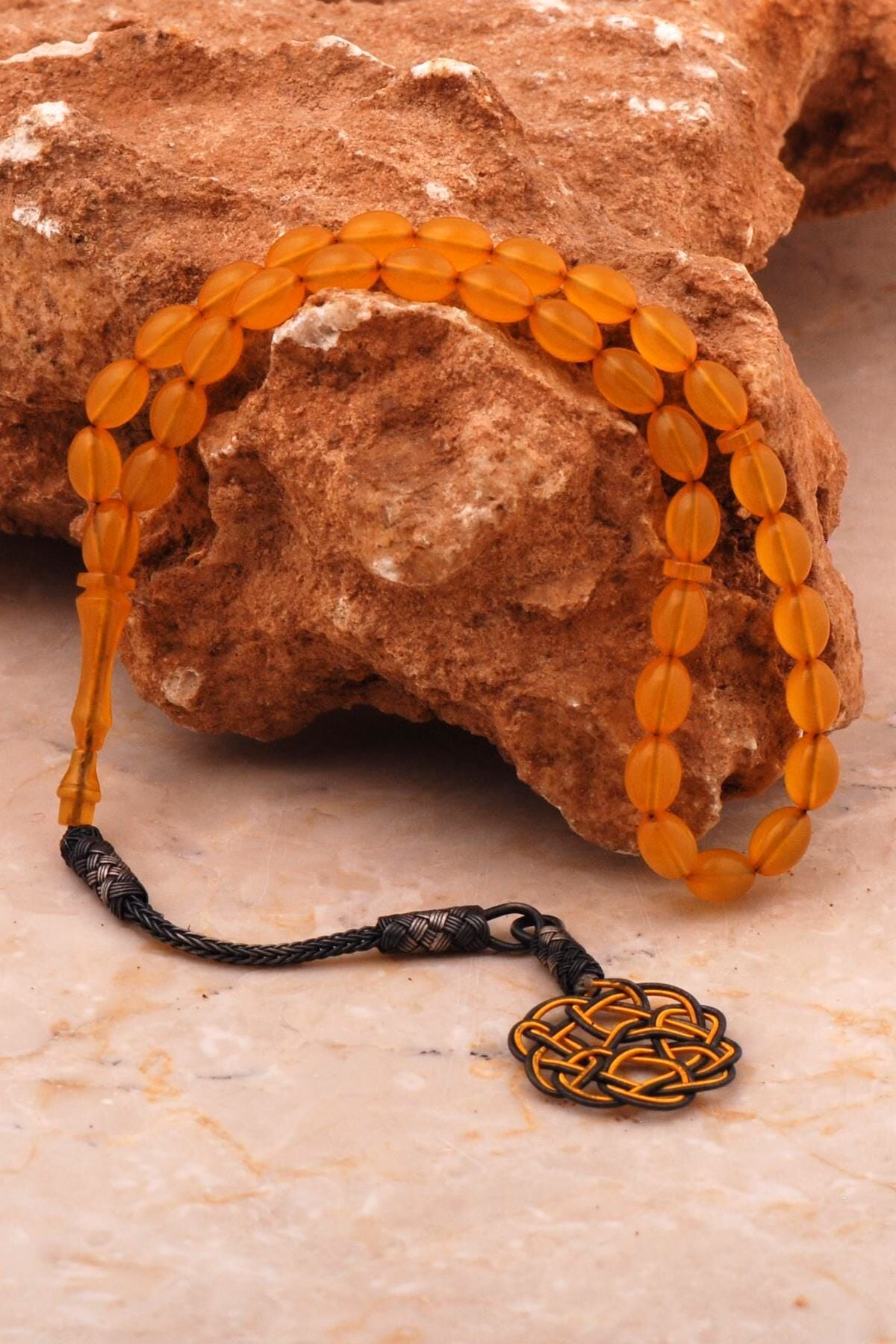 Handmade Pressed Amber Tasbih 1000 Fine Silver Kazaziye Tassel Prayer Beads
