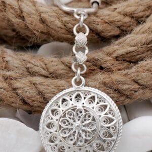 Handmade Filigree 925 Sterling Silver Keychain Artisan Key Ring