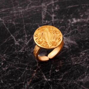 Handmade Tulip Motif Gold Plated 925 Sterling Silver Ring Adjustable Band