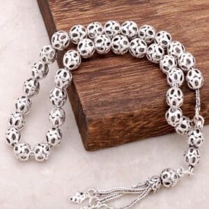 Handmade Filigree 925 Sterling Silver Prayer Beads Woven Tassel Rosary