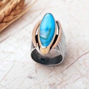 Handmade Mother of Pearl Marquise Ring 925 Sterling Silver Jewelry