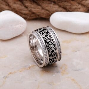 Handmade Zirconia Statement Ring 925 Sterling Silver Womens Band