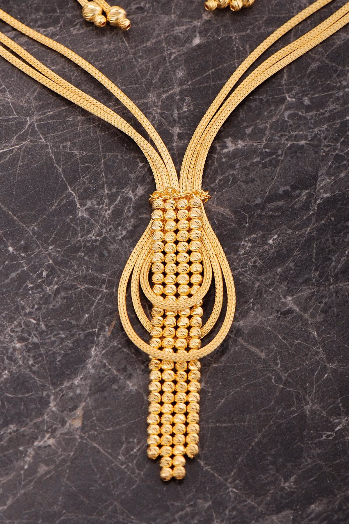 Handmade Gold Plated 925 Sterling Silver Woven Teardrop Jewelry Set - Image 3