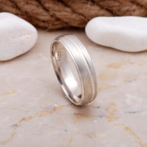 Handmade Rhodium Plated 925 Sterling Silver Mens Wedding Band Ring