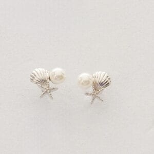 Pearl Shell Starfish Stud Earrings 925 Sterling Silver Mini Earrings