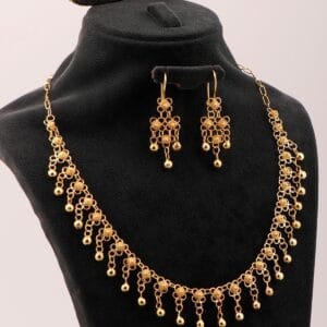Handmade 22K Gold Plated 925 Sterling Silver Jewelry Set Turkish Midyat Filigree Kisnis Necklace Bracelet Earrings Set