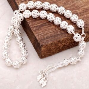 Handmade 925 Sterling Silver Filigree Misbaha Woven Tassel Prayer Beads