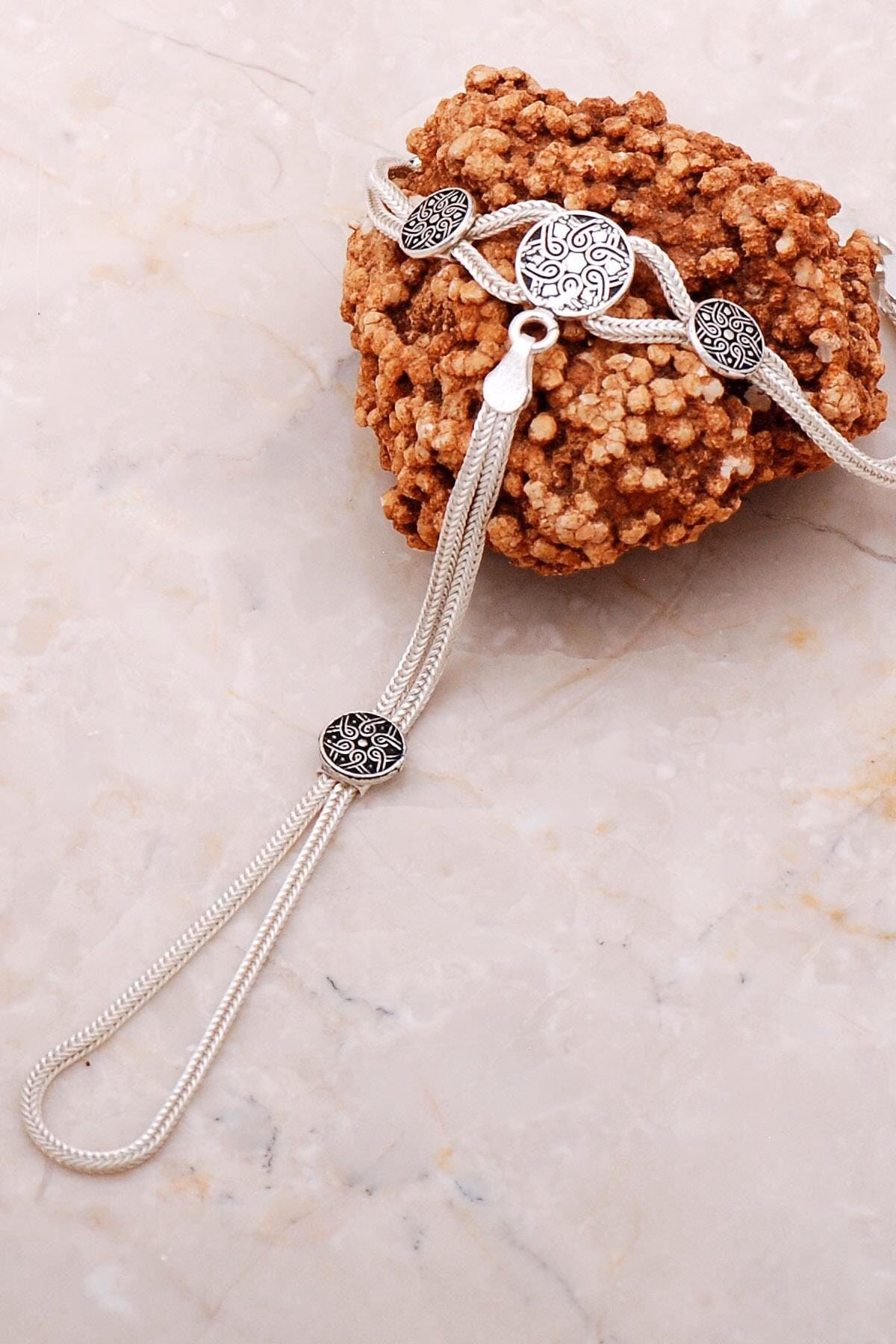 Handmade Midyat Woven 925 Sterling Silver Sahmeran Ring Bracelet
