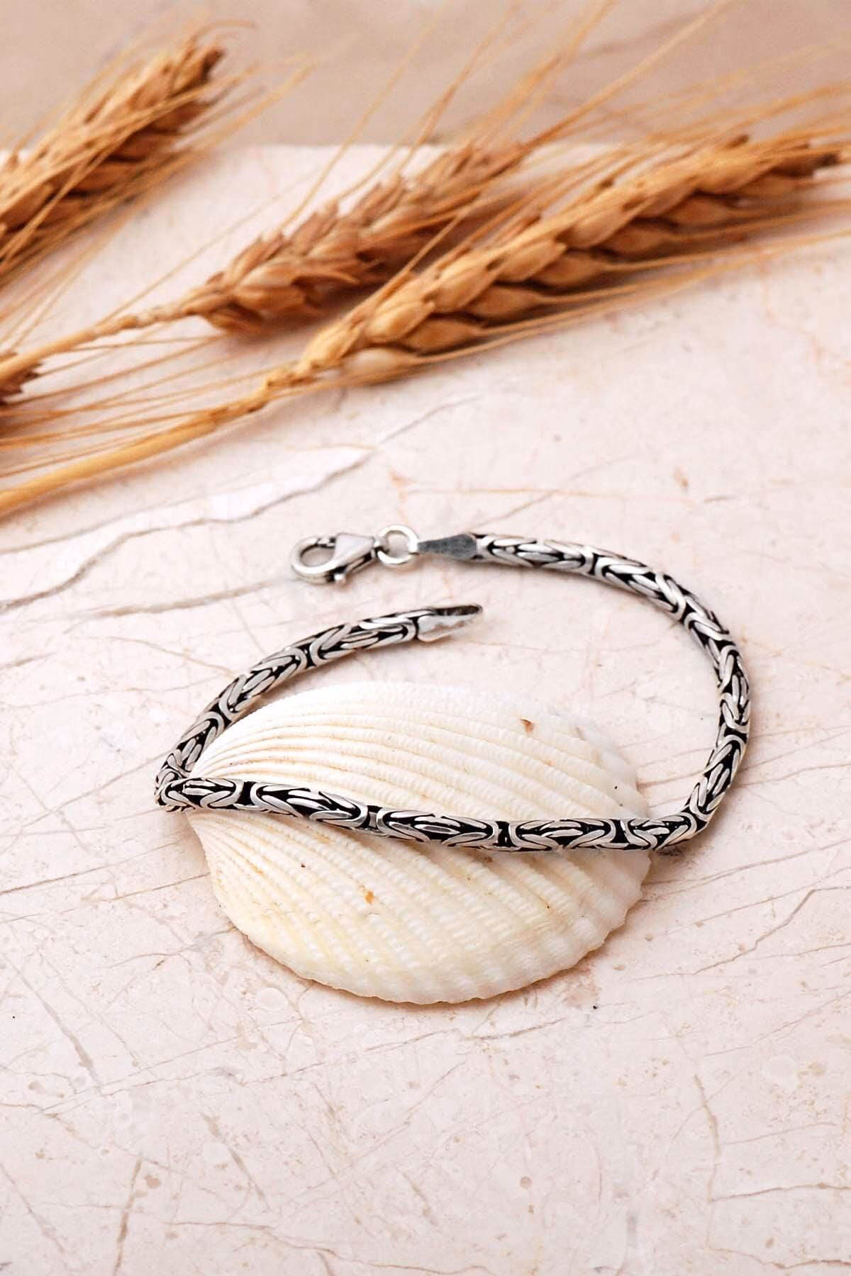 Handmade 925 Sterling Silver Byzantine King Chain Men's Bracelet 3mm