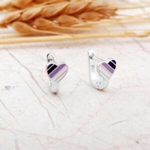 Handmade Enamel Heart 925 Sterling Silver Kids Earrings
