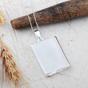 Handmade 925 Sterling Silver Rectangular Locket Necklace Openable Amulet Pendant