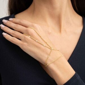 Handmade Gold Plated 925 Sterling Silver Hand Chain Double Wrap Sahmeran Bracelet