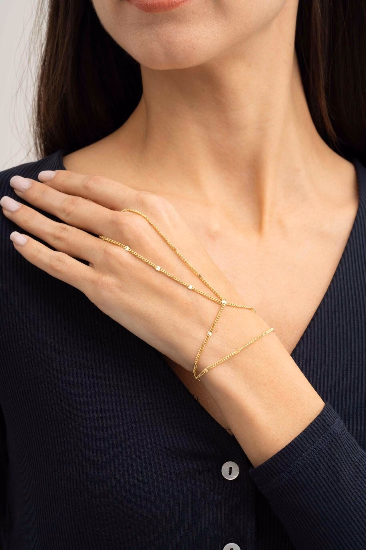 Handmade Gold Plated 925 Sterling Silver Hand Chain Double Wrap Sahmeran Bracelet